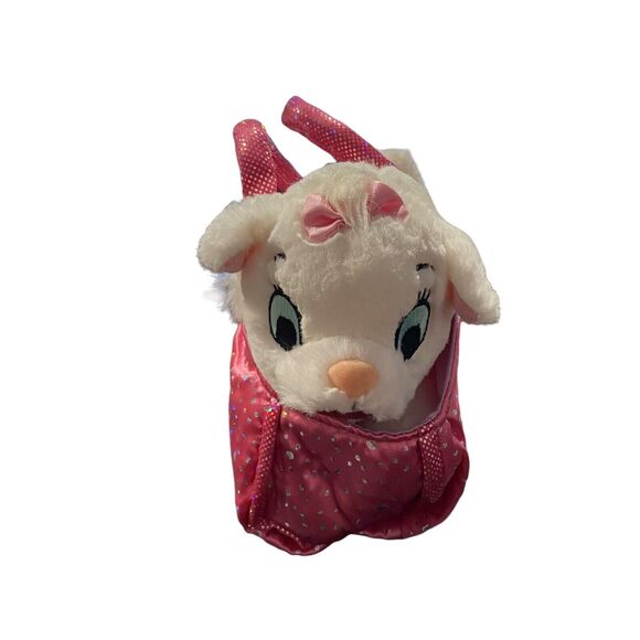 Disney Parks Marie Tote Purse Plush in HTF Shiny Pink Pet Carrier Bag White Cat - Picture 1 of 5